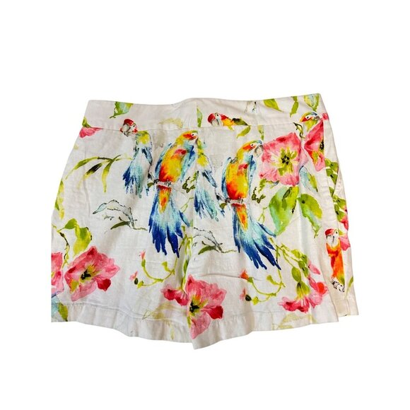 Tommy Bahama Linen Shorts Parrot Floral Watercolor Tropical 6 - Picture 2 of 5
